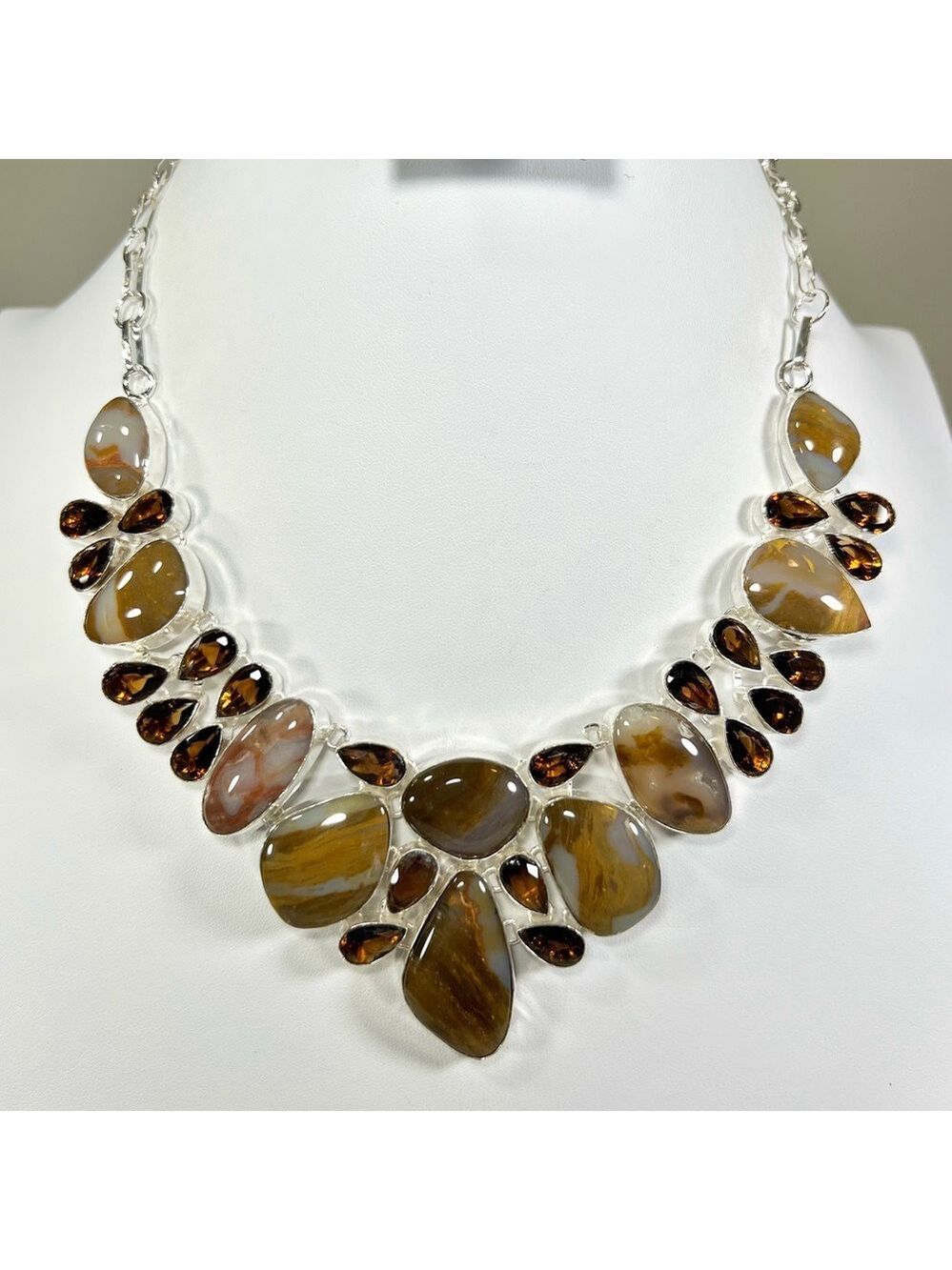 Red Moss Agate 925 Large Gemstone Necklace